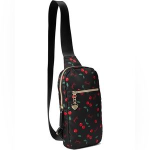 Juicy Couture Red and Black Cherry Print Shoulder Bag
